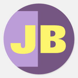 Adesivo Redondo Monograma Letras Iniciais Indigo Amarelo Minimalis