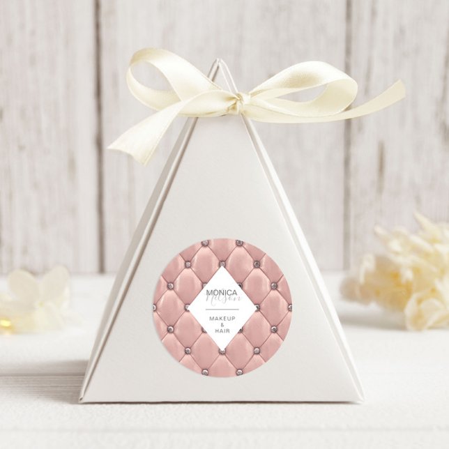 Adesivo Redondo Monograma Luxurioso com Rosa Dourado Tufted (Criador carregado)