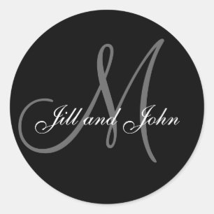 Adesivo Redondo Monograma M Selo de Noite de Casamento