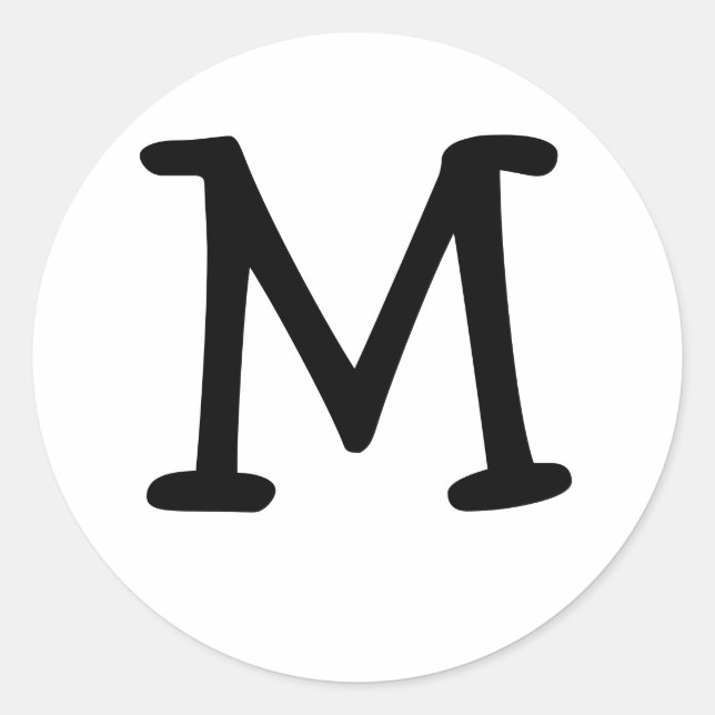 Adesivo Redondo Monograma M Vinheta de Casamento (Frente)