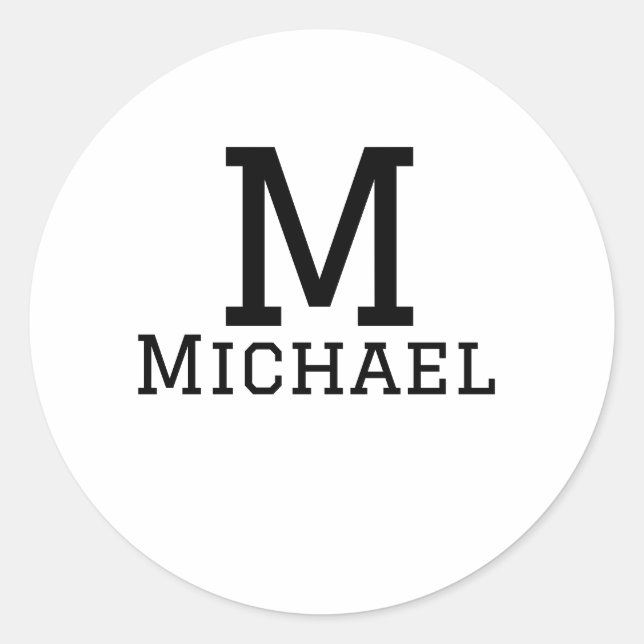 Adesivo Redondo Monograma maiúsculo com nome clássico simples (Frente)