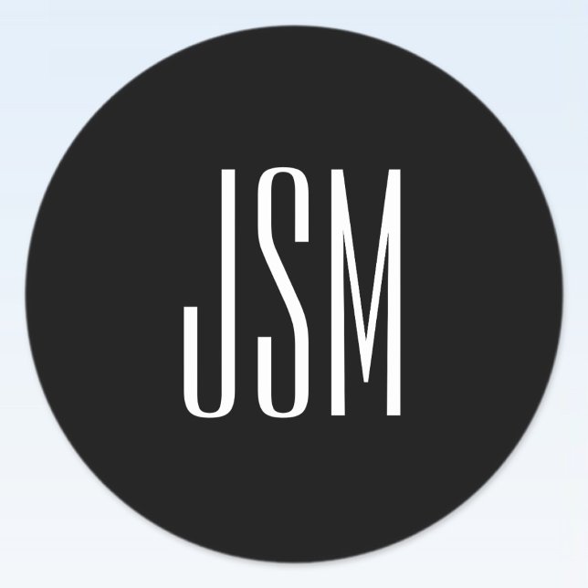 Adesivo Redondo Monograma, Marca ou nome comercial | Preto & Branc (Criador carregado)