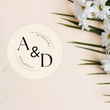 Monograma Minimalista Preto Marfim para Casamento