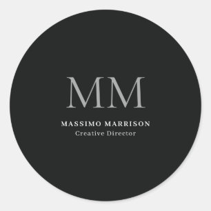 Adesivo Redondo Monograma Minimalista Profissional Preto
