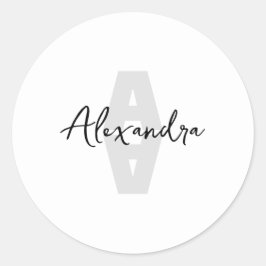 Adesivo Redondo Monograma Mínimo com Nome Personalizado