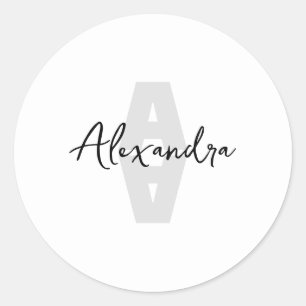 Adesivo Redondo Monograma Mínimo com Nome Personalizado