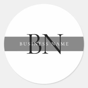 Adesivo Redondo Monograma Mínimo de Cinza Negra