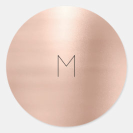 Adesivo Redondo Monograma Mínimo Metálico Dourado Rosa Rosa Rosa R