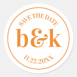Adesivo Redondo Monograma Mínimo Moderno Data de Salvamento Casame
