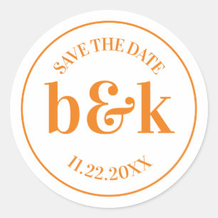 Adesivo Redondo Monograma Mínimo Moderno Data de Salvamento Casame
