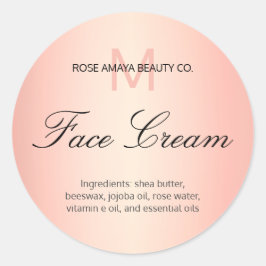 Adesivo Redondo Monograma Mínimo Moderno Rótulo de Cuidados Cutâne