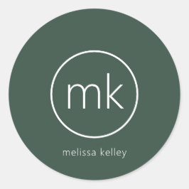 Adesivo Redondo Monograma Mínimo Profissional Verde Floresta Inici