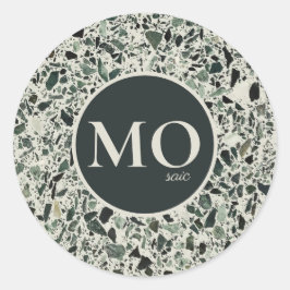 Adesivo Redondo Monograma Modern Green Terrazzo