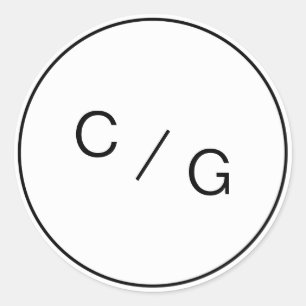 Adesivo Redondo Monograma moderno de casal minimalista editável a