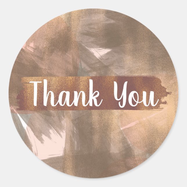 Adesivo Redondo Monograma Moderno de Peach e Bronze de cobre Doura (Frente)