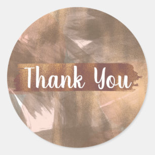 Adesivo Redondo Monograma Moderno de Peach e Bronze de cobre Doura