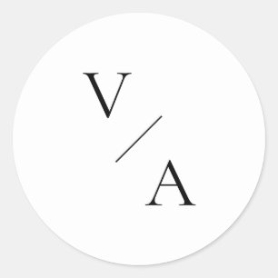 Adesivo Redondo Monograma Moderno Elegante Casamento Preto e Branc