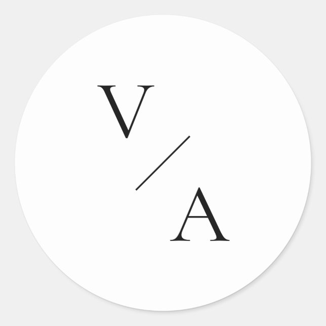 Adesivo Redondo Monograma Moderno Elegante Casamento Preto e Branc (Frente)