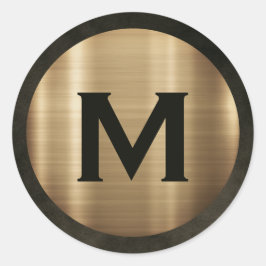 Adesivo Redondo Monograma Moderno em Ouro Banhado