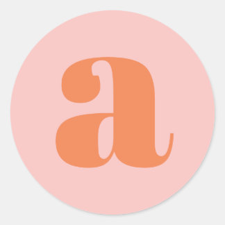 Adesivo Redondo Monograma Moderno Inicial Letra Rosa Laranja Paste