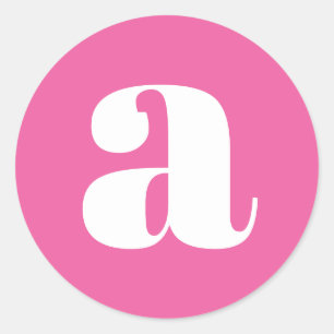 Adesivo Redondo Monograma Moderno Inicial Letra Rosa Quente Colori
