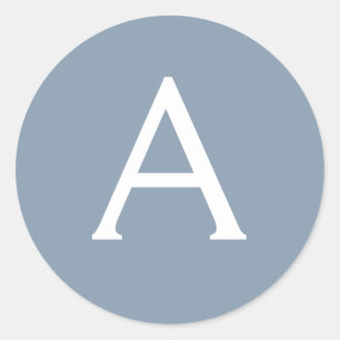 Adesivo Redondo Monograma Moderno Minimalista Dusty Blue Elegante