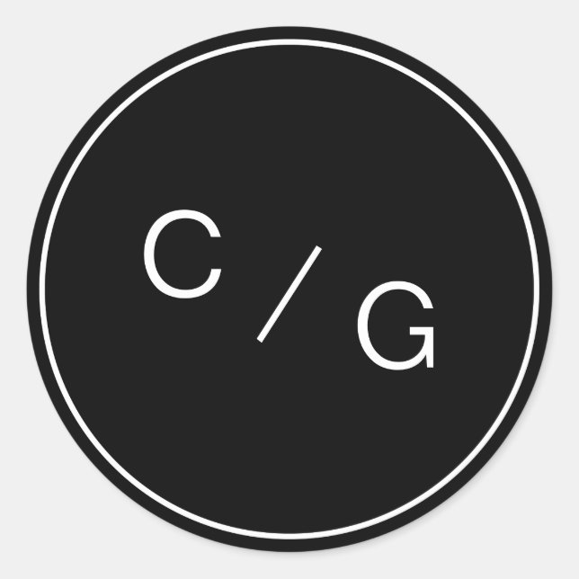 Adesivo Redondo Monograma moderno minimalista preto e branco (Frente)