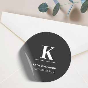 Adesivo Redondo Monograma moderno minimalista preto e branco