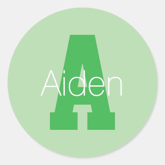 Adesivo Redondo Monograma Moderno Negrito | Pale & Kelly Green (Frente)