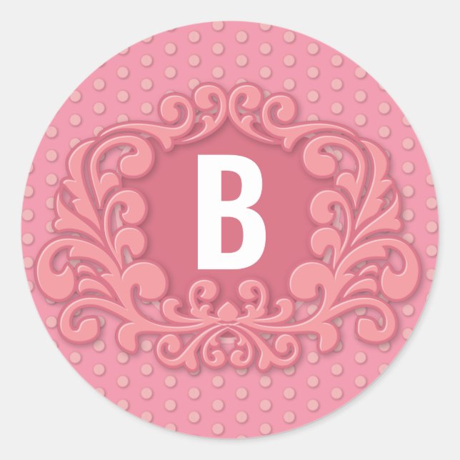 Adesivo Redondo Monograma Na moda moderno Cria o seu próprio (Frente)