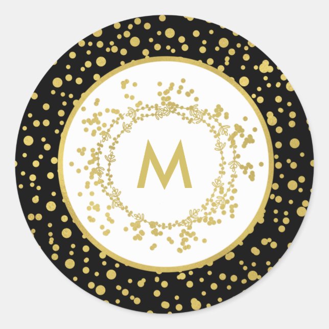 Adesivo Redondo Monograma - Natal preto e branco decorativo (Frente)