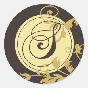 Adesivo Redondo Monograma Neopolar Inicial "S" (Epresso)