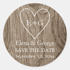 Adesivo Redondo Monograma no casamento da madeira do coração Salva