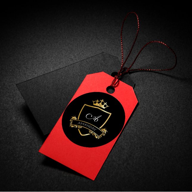 Adesivo Redondo Monograma Nome Dourado Real Wedding Clássica Ornam (Criador carregado)