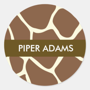 Adesivo Redondo Monograma Nome Giraffe Impressão Stickers