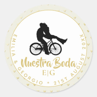 Adesivo Redondo Monograma Nuestra Boda, Favor do Presente Casado E