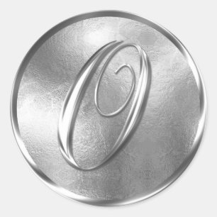 Adesivo Redondo Monograma O Selo de Envelope Silver NONMETÁLICO