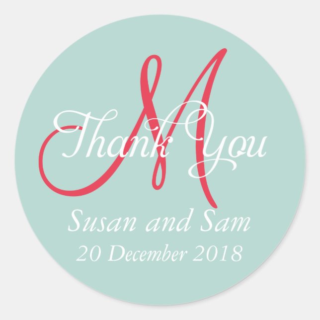 Adesivo Redondo Monograma Obrigado Casamento no inverno Favor Rótu (Frente)