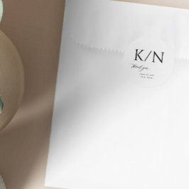 Adesivo Redondo Monograma, obrigado de casamento elegante e preto