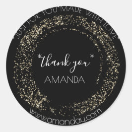 Adesivo Redondo Monograma Obrigado Web Boutique Moderno Dourado