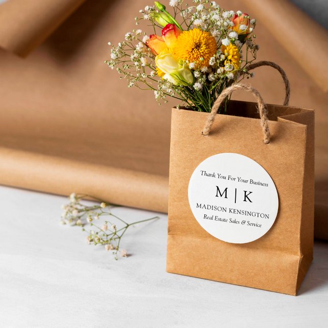 Adesivo Redondo Monograma ou Adicionar Logotipo Vinheta redonda pa (Edit to Customize text, colors and more)