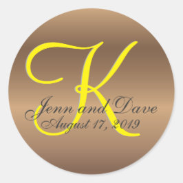 Adesivo Redondo Monograma 🔑 Pecan de Na moda de bronze