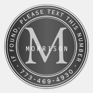 Adesivo Redondo Monograma perdido e encontrado no preto