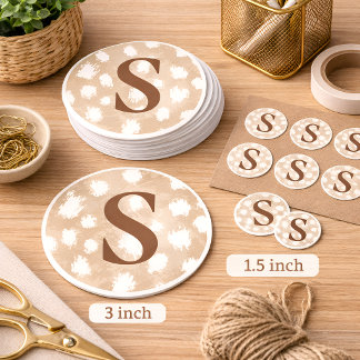 Adesivo Redondo Monograma Personalizado com Impressão de Veado, Ce