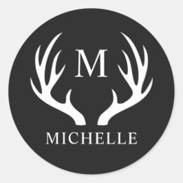 Adesivo Redondo Monograma Personalizado com Preto-Branco-Cerveja-A