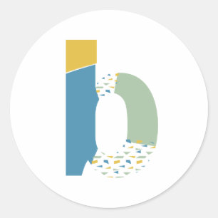 Adesivo Redondo Monograma Personalizado de Letra B Abstrata Modern