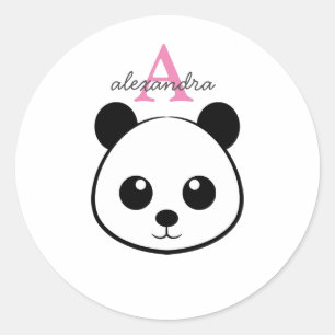 Adesivo Redondo Monograma personalizado de panda bonito