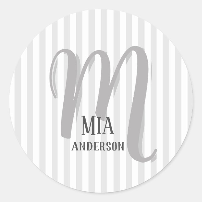 Adesivo Redondo Monograma Personalizado do Vibe da Manhã (Frente)