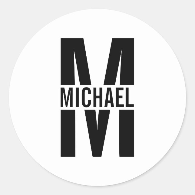 Adesivo Redondo Monograma Personalizado e Pau redondo Clássico de  (Frente)