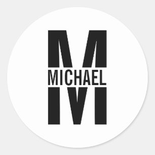 Adesivo Redondo Monograma Personalizado e Pau redondo Clássico de 